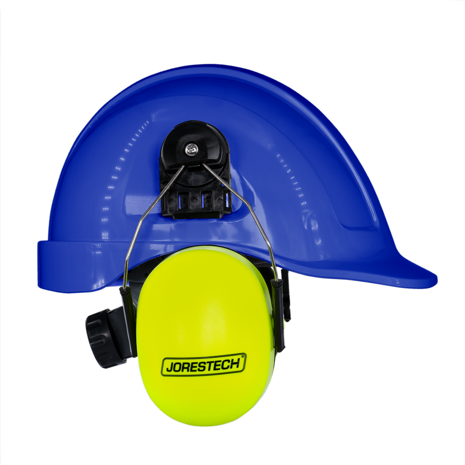 Cap-Style Blue Hard Hat Kit with Lime Mountable Earmuffs