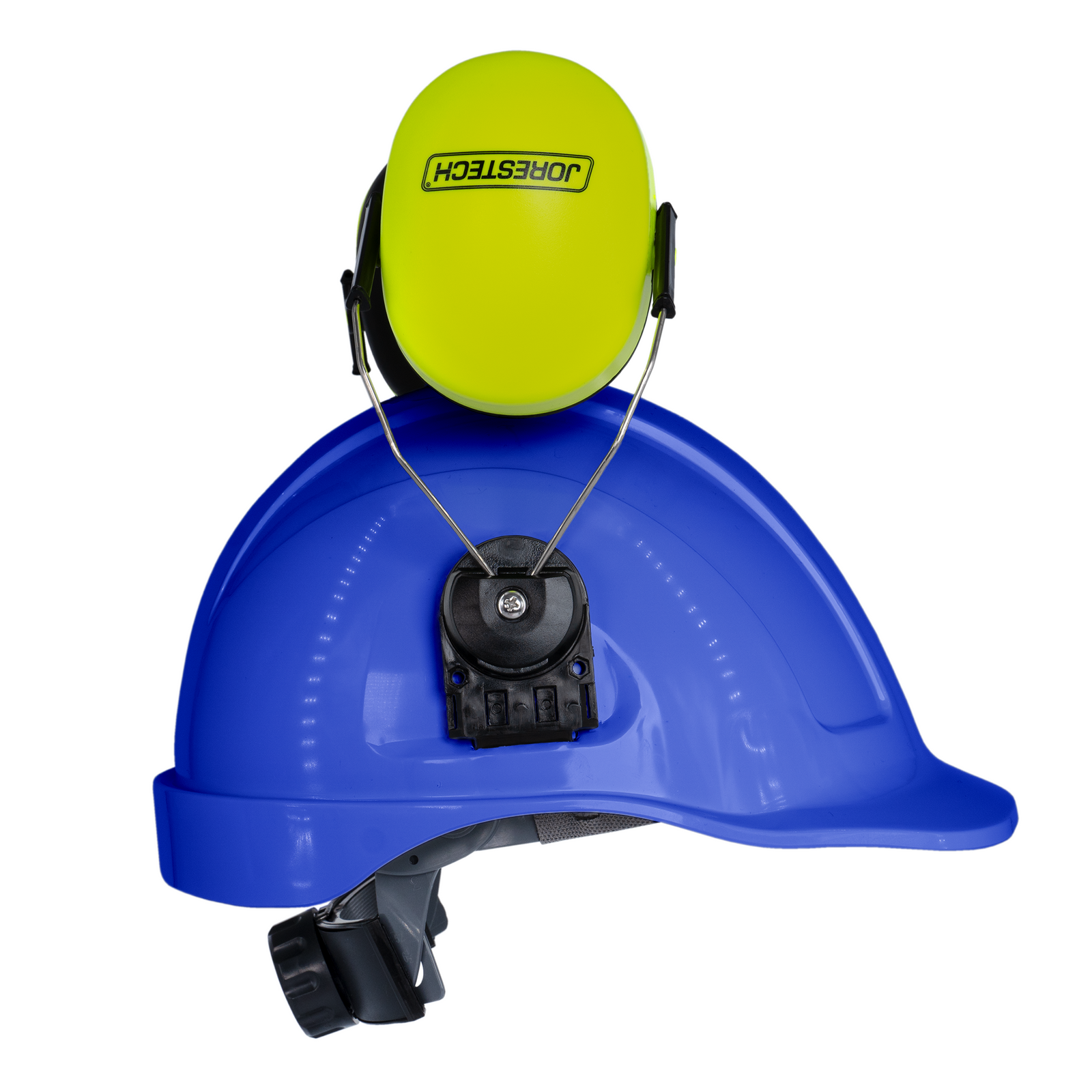 Cap-Style Blue Hard Hat Kit with Lime Mountable Earmuffs