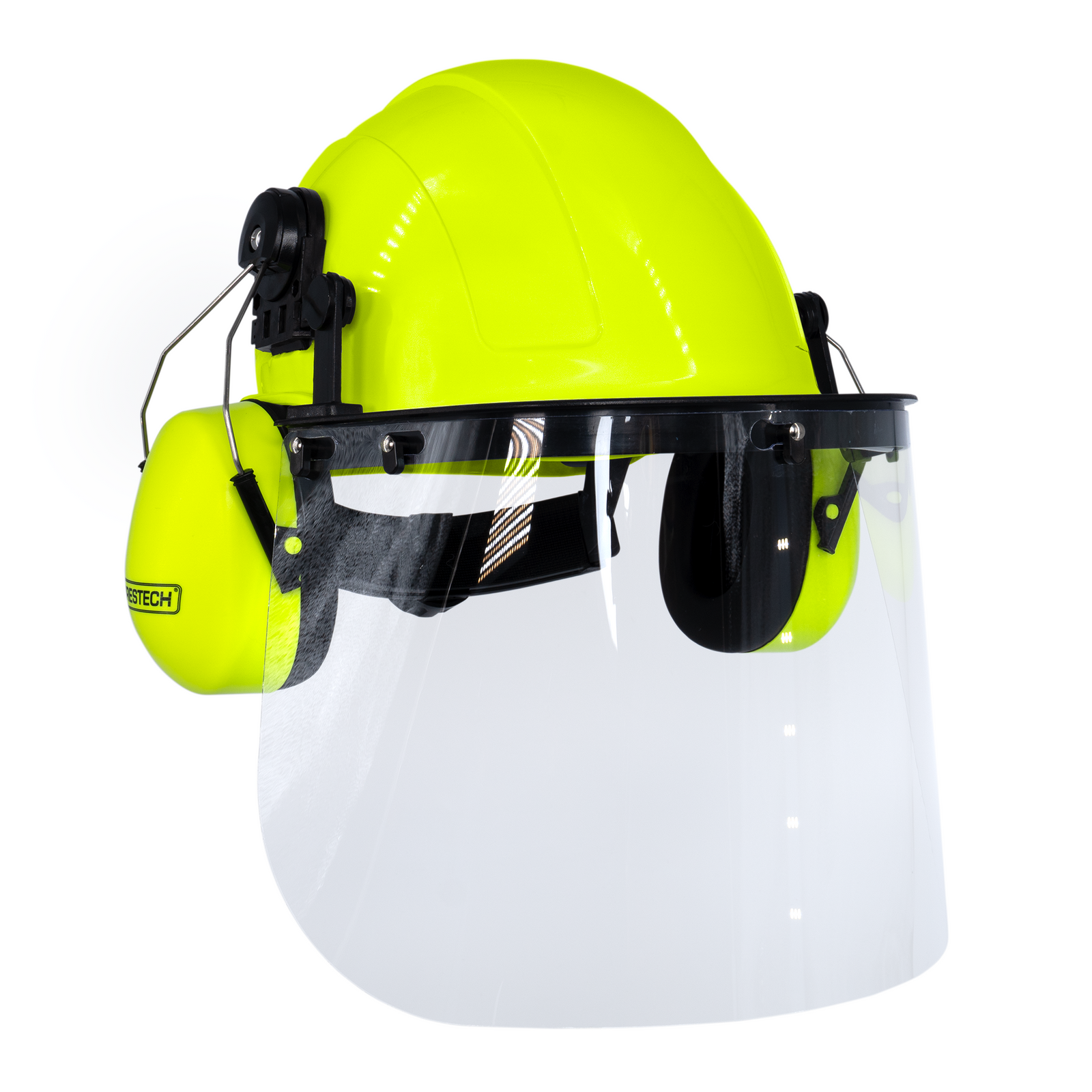 Lime Cap-Style Hard Hat Kit with Lime Mountable Earmuffs and Hi-Transparency Face Shield