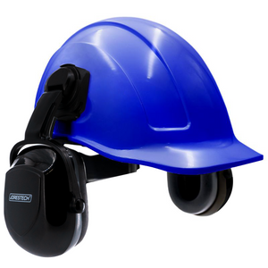 Blue Cap Style Slotted Hard Hat Kit with Black Mountable Earmuffs