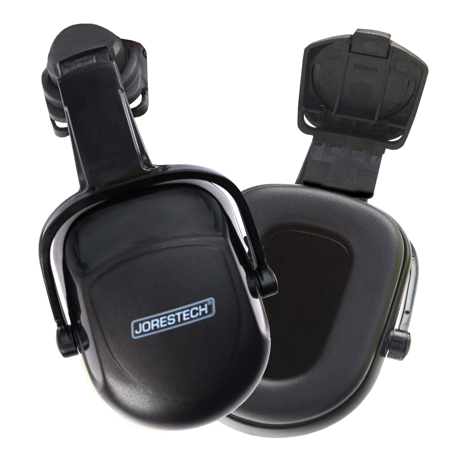 Noise reduction earmuffs compatible with slotted hard hats