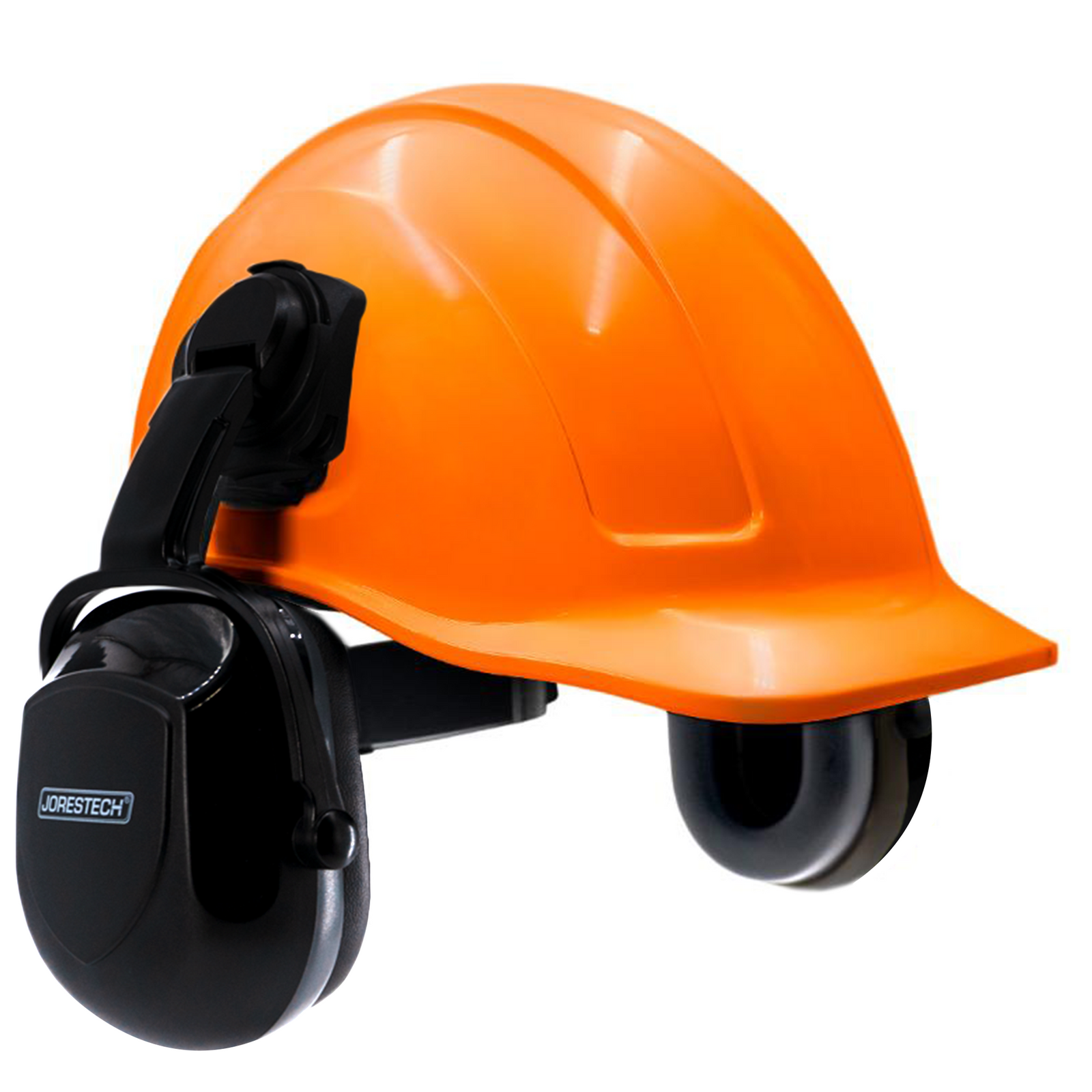 Orange Cap Style Slotted Hard Hat Kit with Black Mountable Earmuffs