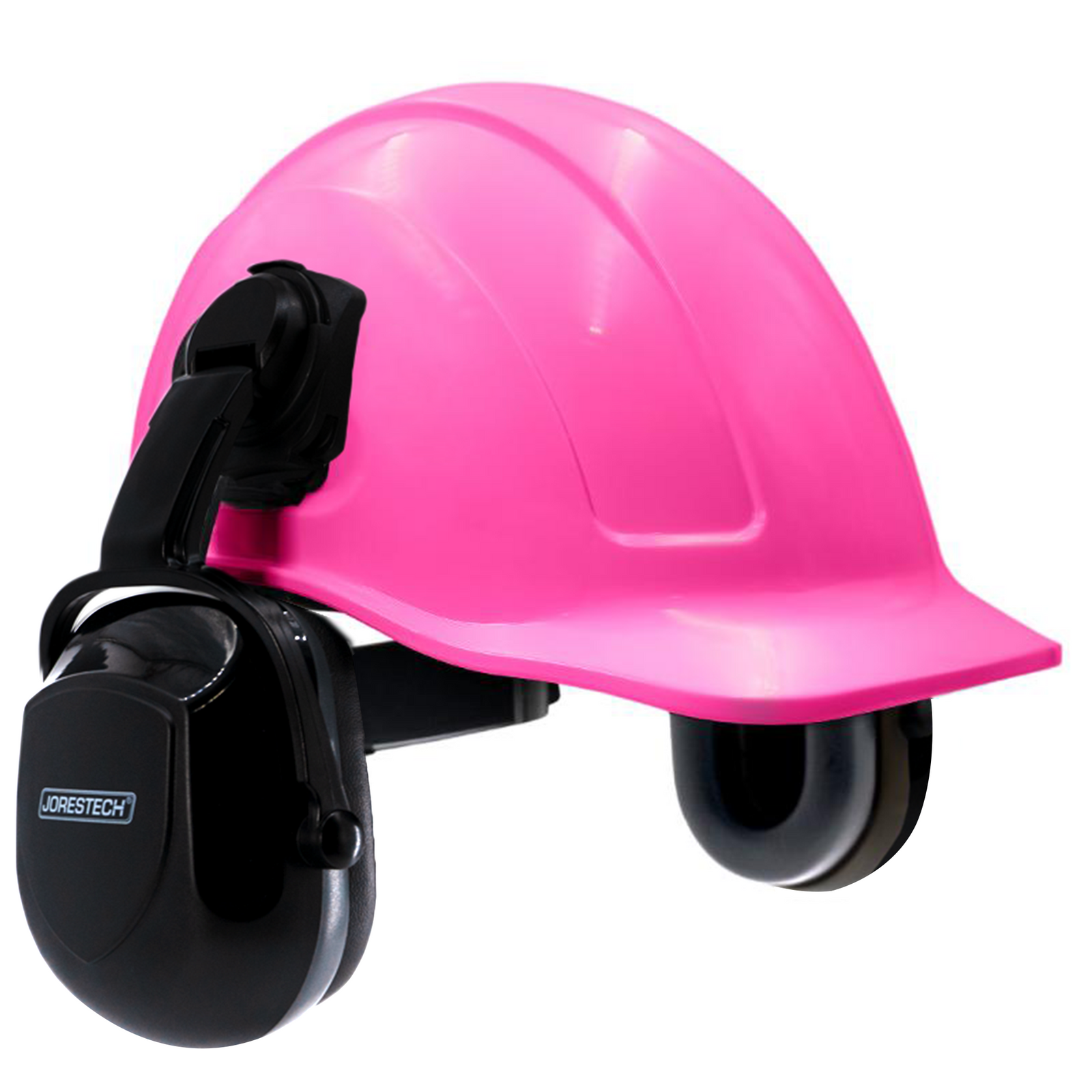 Pink Cap Style Slotted Hard Hat Kit with Black Mountable Earmuffs