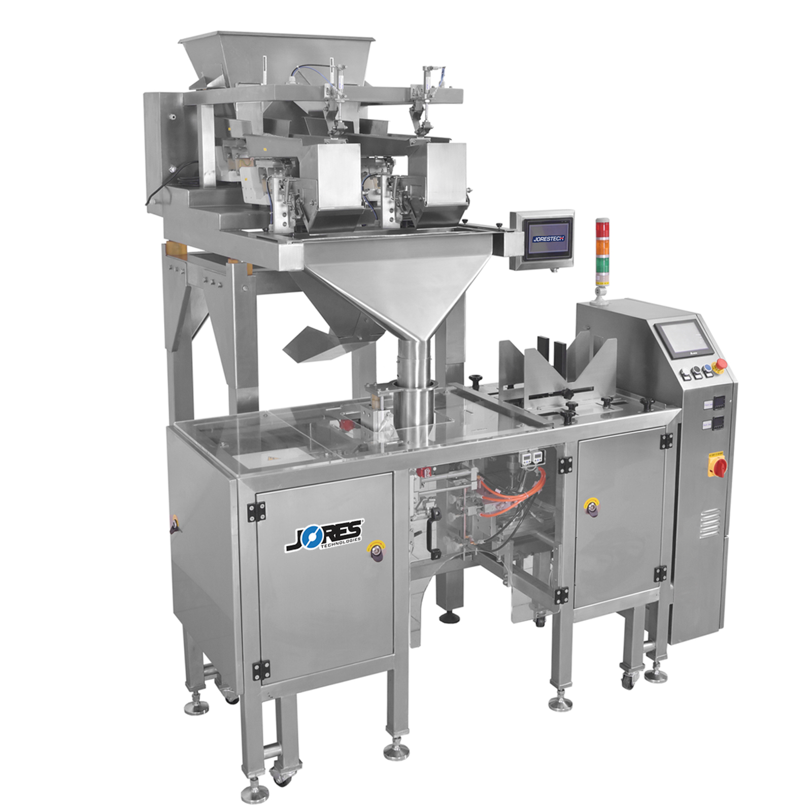 Complete vertical form fill and seal VFFS packaging system Doypack by JORES TECHNOLOGIES®