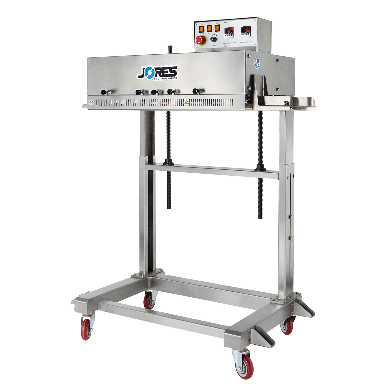 Conveyorless continuous band sealer for variable bag heights