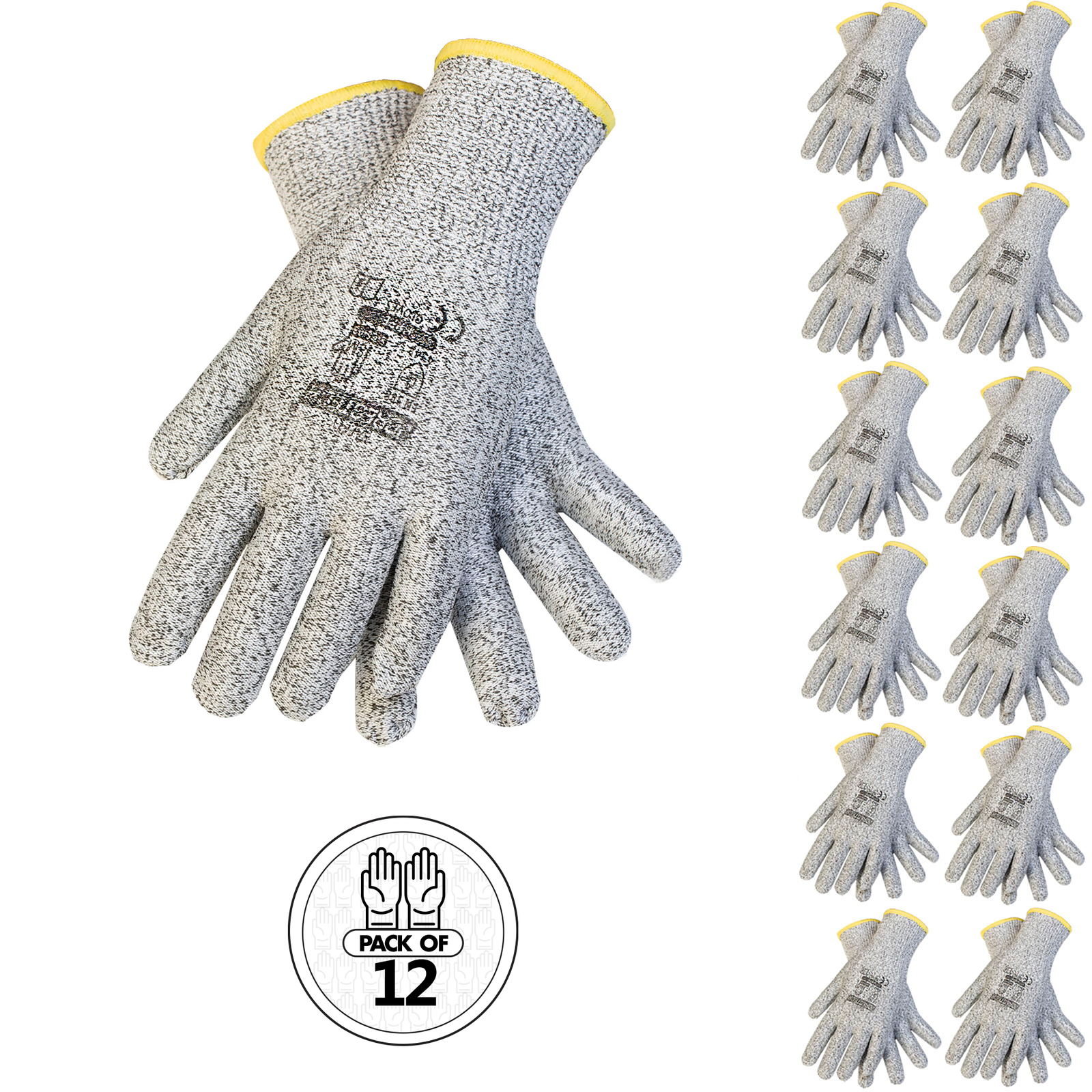 12 pairs of the JORESTECH Cut Resistant multi purpose safety gloves