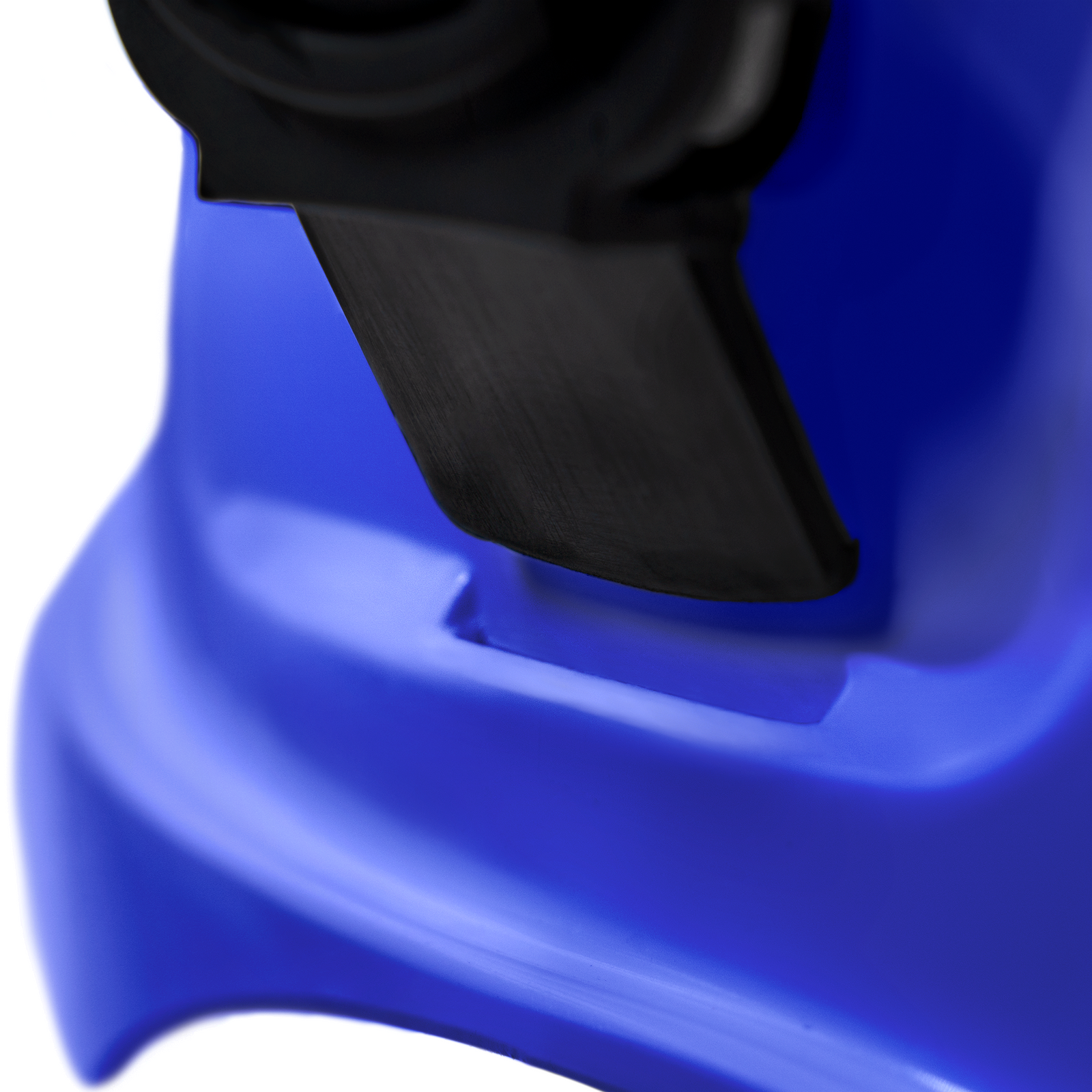 Close up detail shows the slotted had hat  and the mountable ear muff been installed