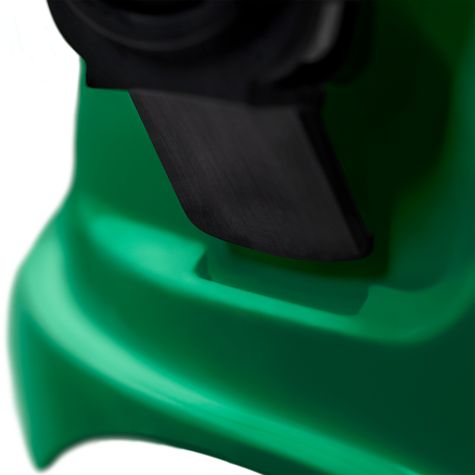 Close up detail shows the slotted had hat  and the mountable ear muff been installed