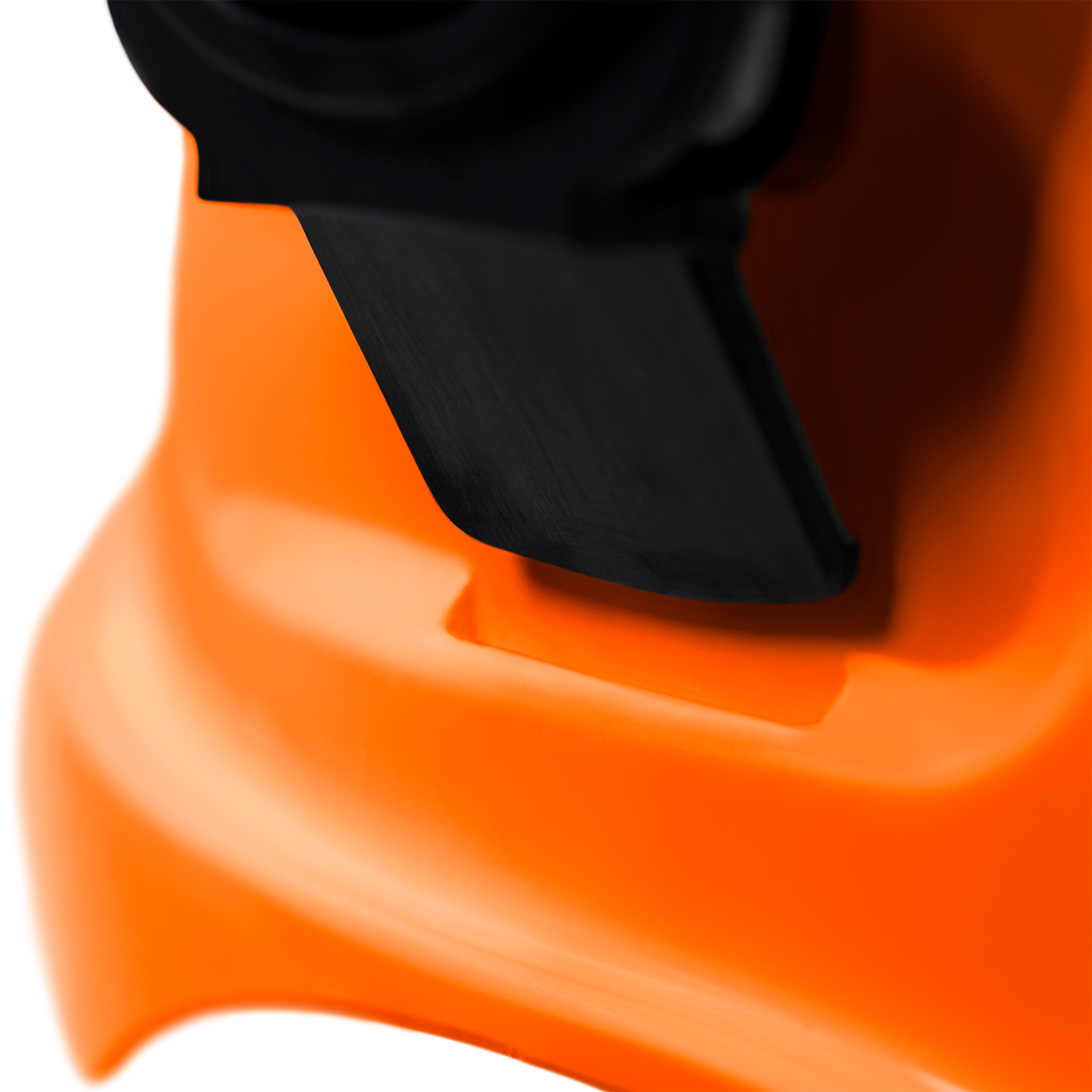 Close up detail shows the slotted had hat  and the mountable ear muff been installed