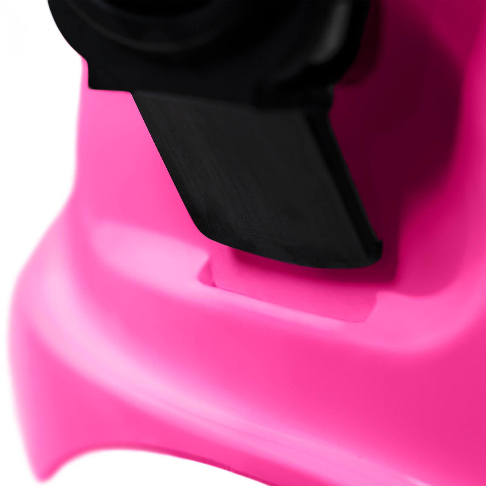 Close up detail shows the slotted had hat  and the mountable ear muff been installed