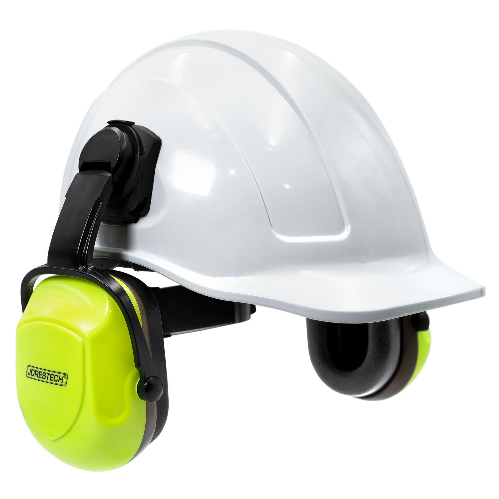 Cap-Style White Hard Hat Kit with Mountable Earmuffs