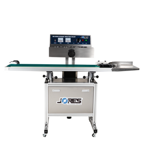 Self standing continuous induction cap sealer with conveyor