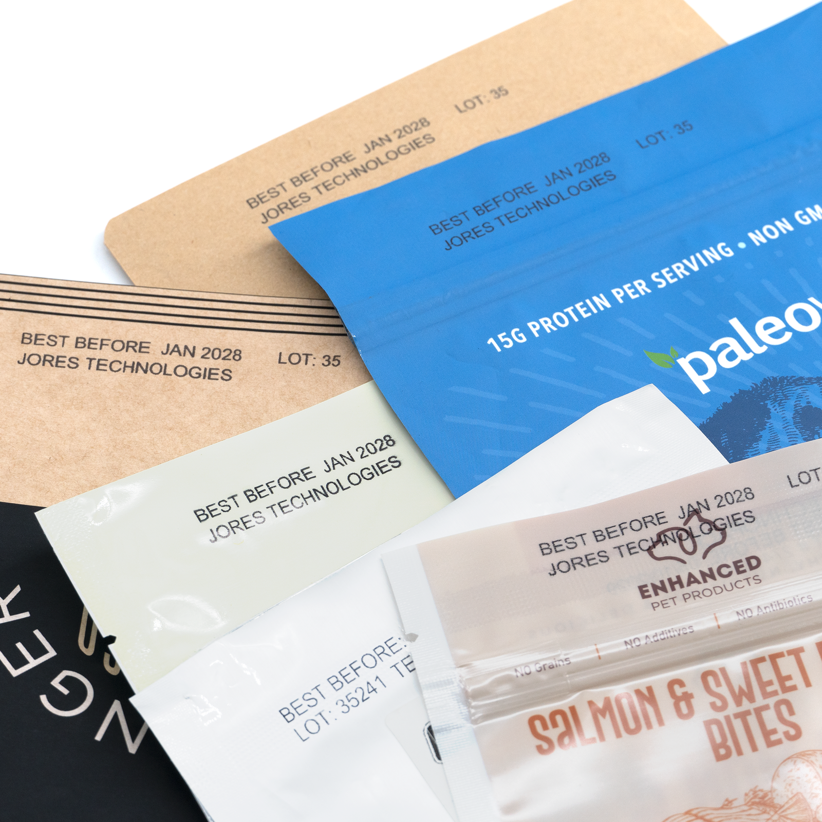 Bags sealed and printed with a digital continuous band sealer with thermal ink jet coder