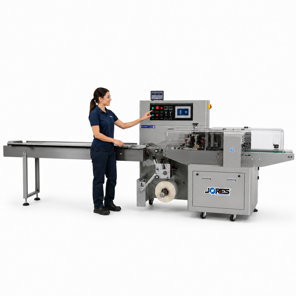 Automatic Horizontal Flow Wrapper with Belt Conveyor & Hot Roll Coder FWIMAX-2500-B