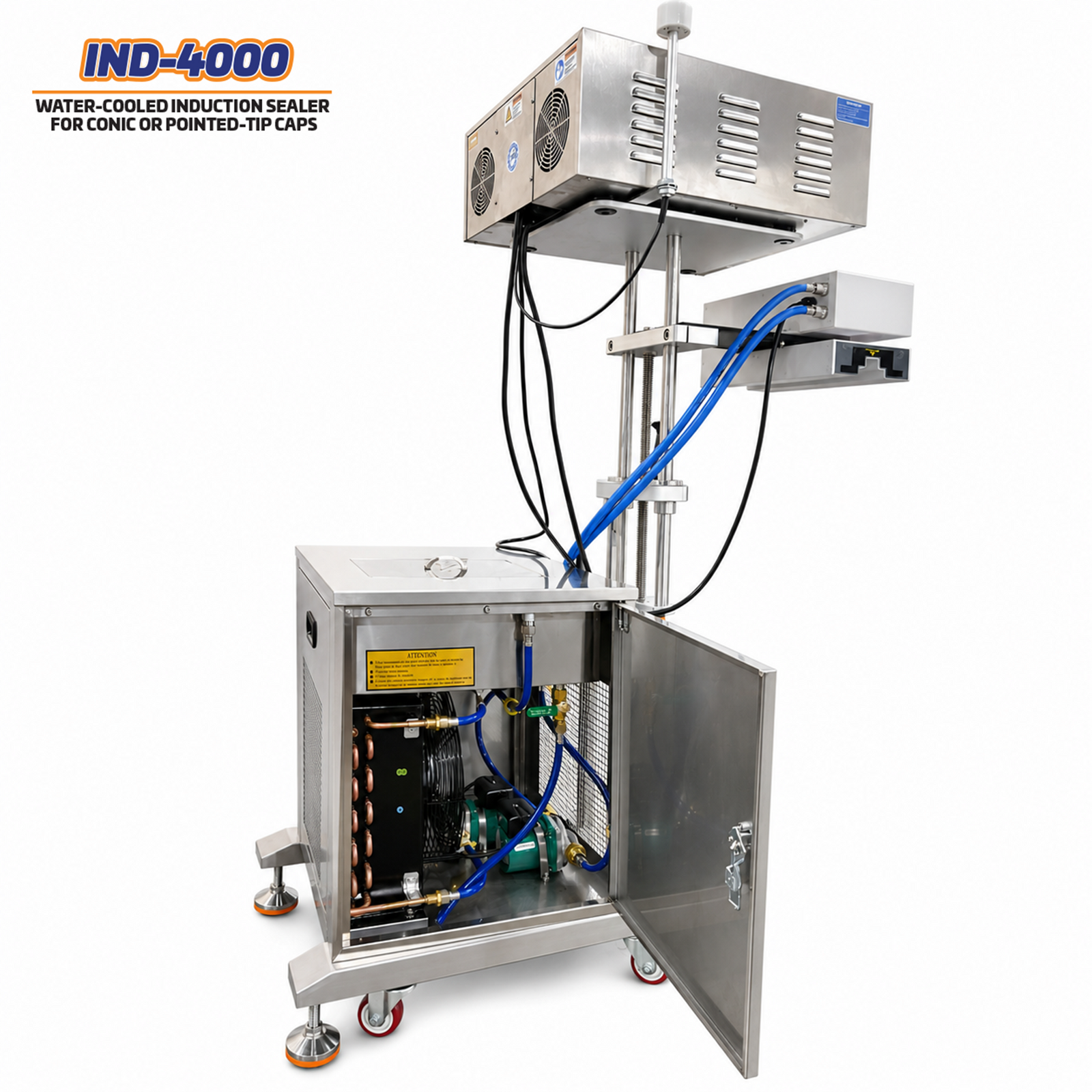Water-Cooled Induction Sealer for Conic or Pointed-Tip Caps E-IND-4000