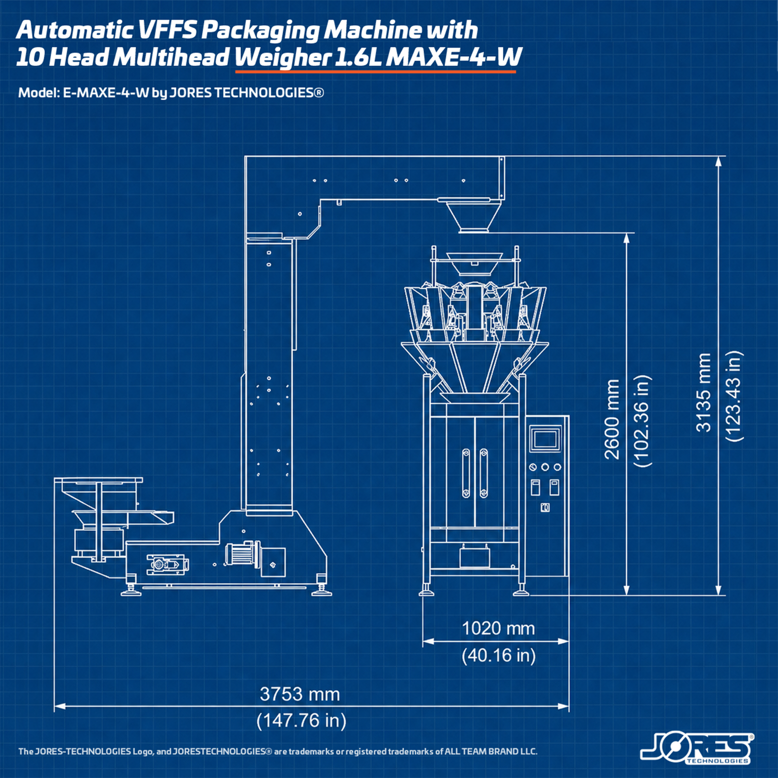 Automatic VFFS Packaging Machine with 10 Head Multihead Weigher 1.6L MAXE-4-W