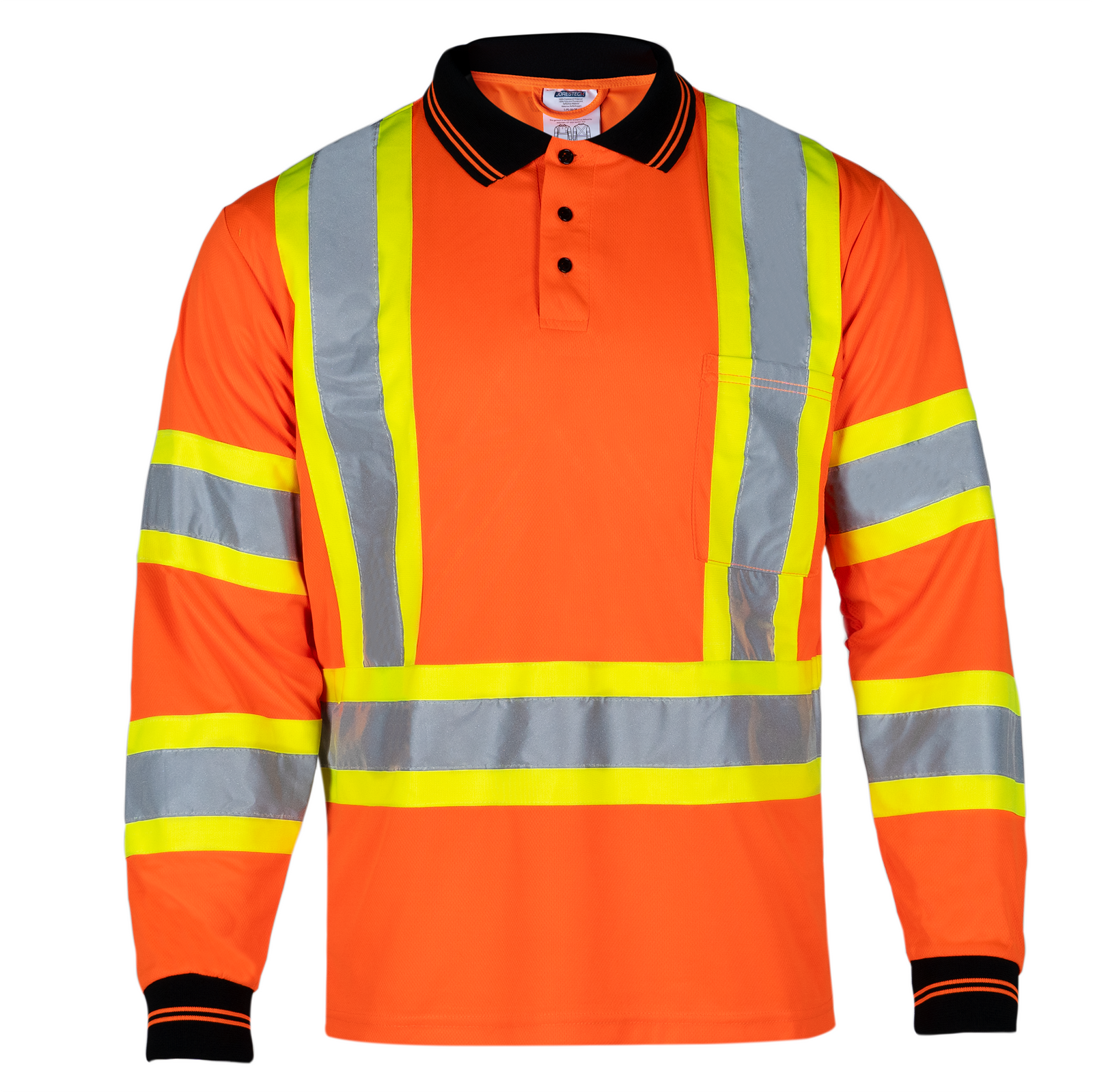 Hi-Vis X-Back Reflective Two-Tone Safety Long Sleeve Polo Shirt