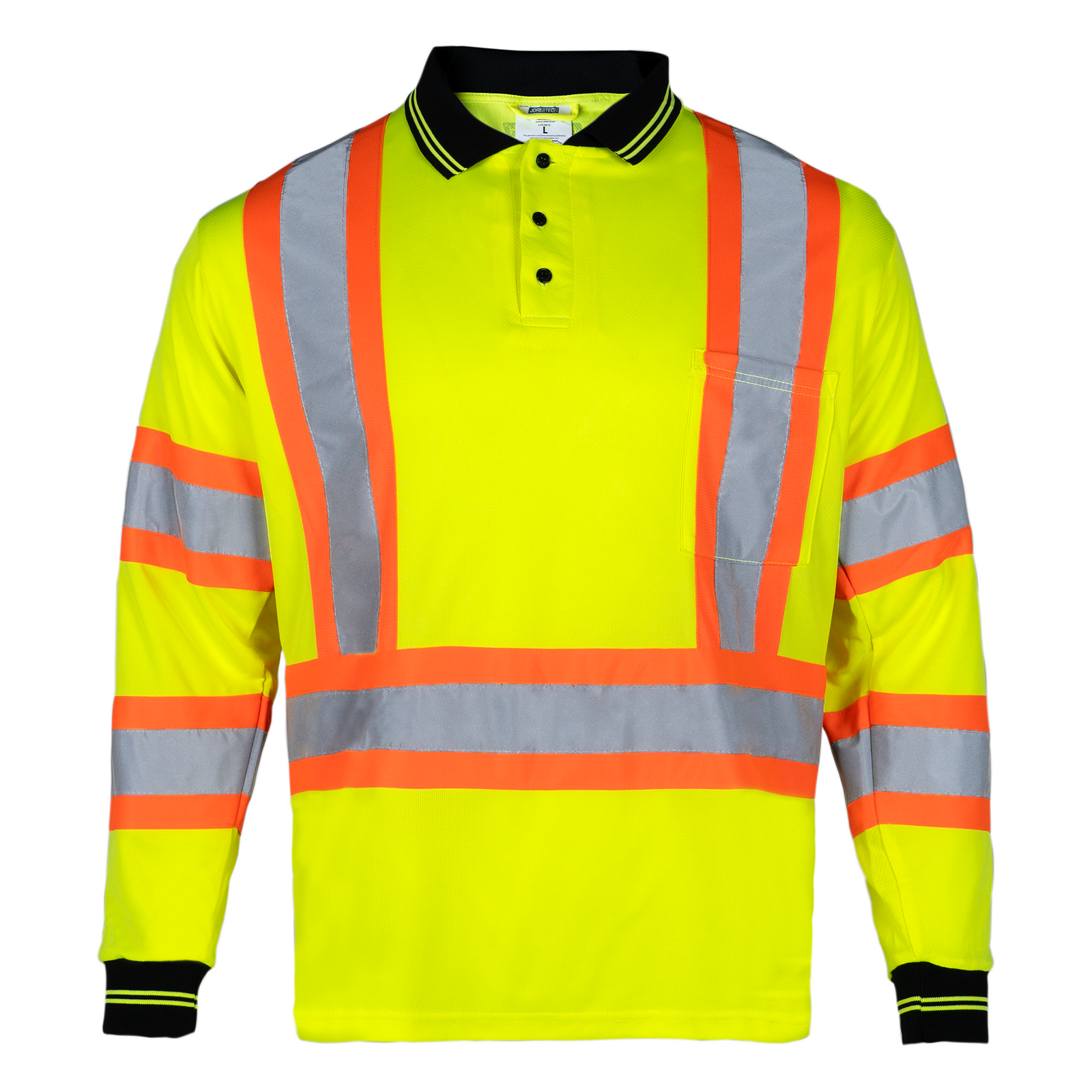 Hi-Vis X-Back Reflective Two-Tone Safety Long Sleeve Polo Shirt