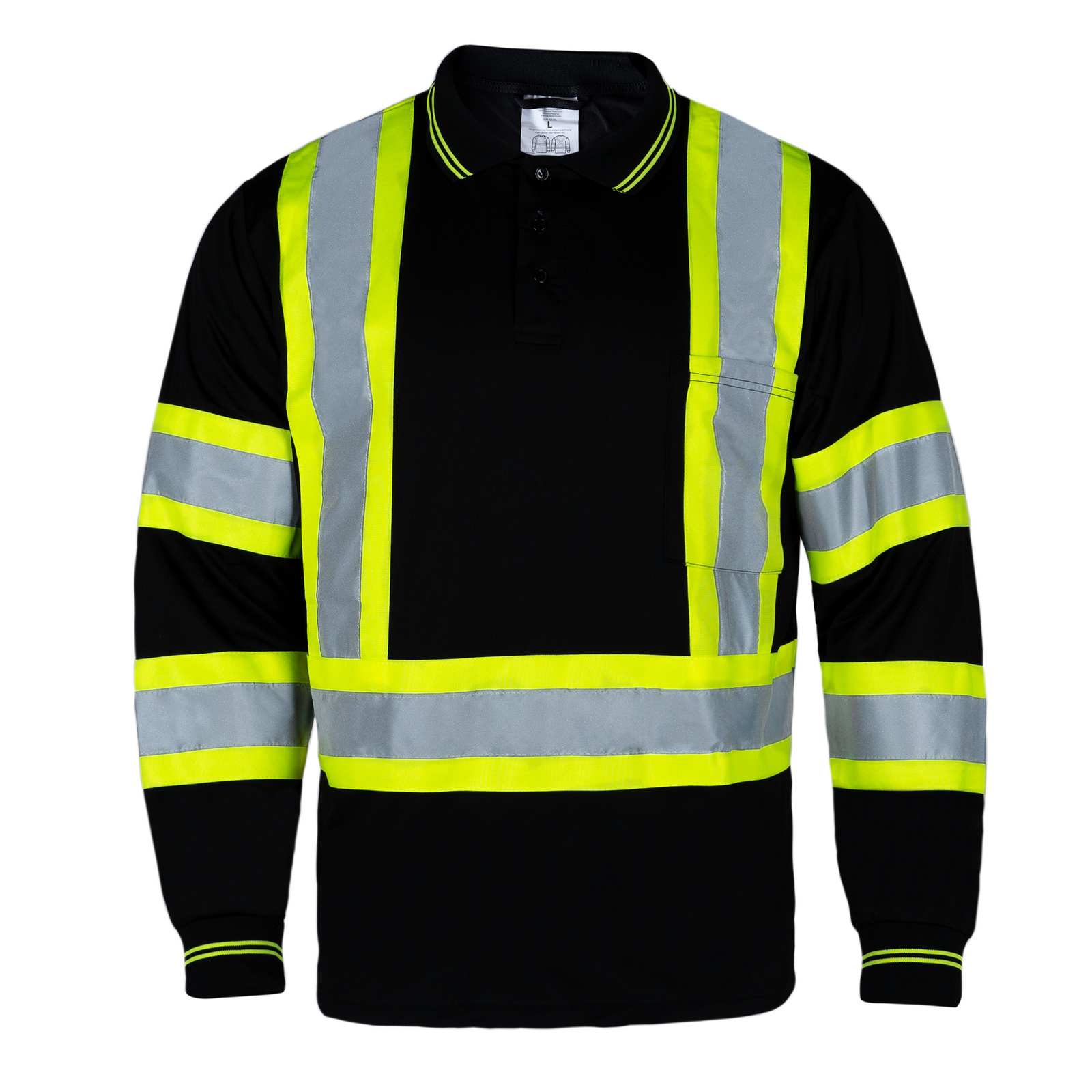 Hi-Vis X-Back Reflective Two-Tone Safety Long Sleeve Polo Shirt