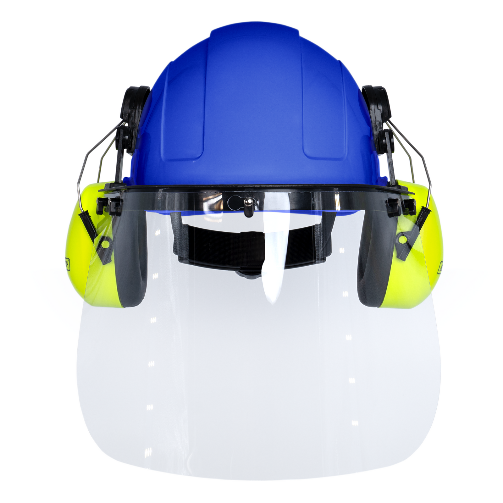 Cap-Style Hard Hat Kit with Lime Mountable Earmuffs and Hi-Transparency Face Shield