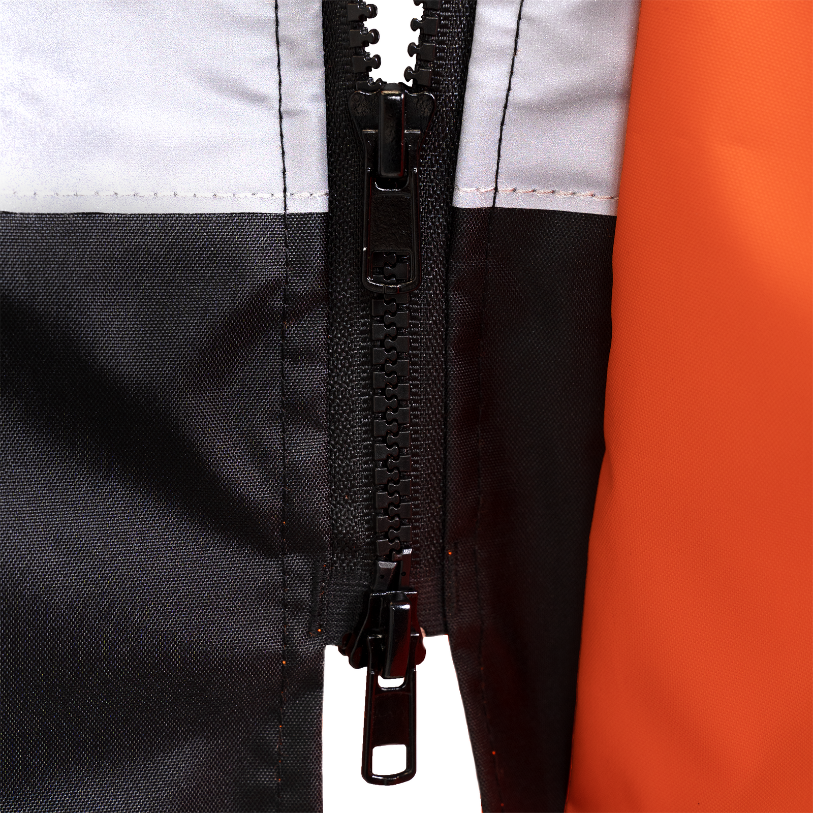 High visibility safety rain jacket with heavy duty zipper