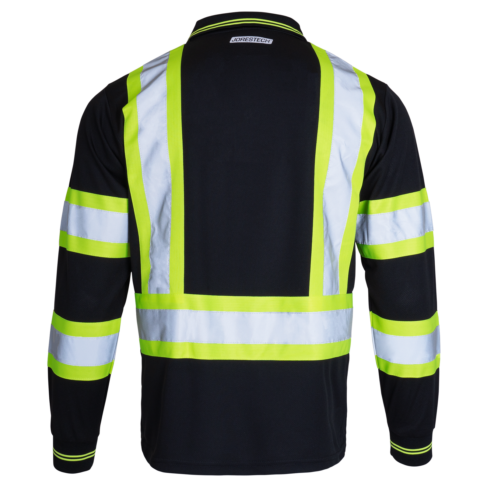 Hi Vis reflective safety long sleeve ANSI compliant type O class 1 black and yellow polo shirt
