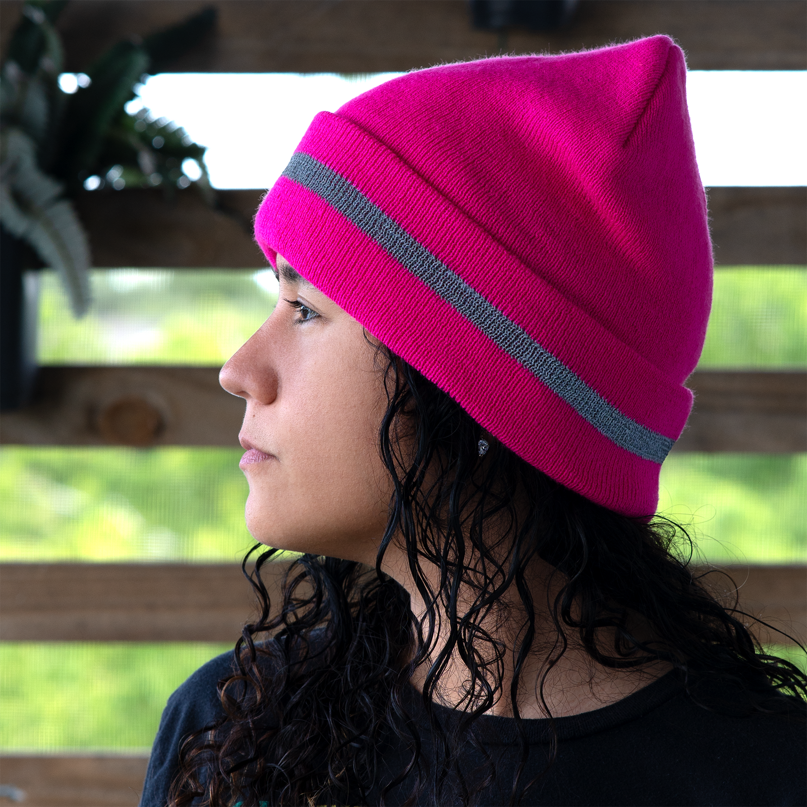 Hi-Vis Safety Beanie with Reflective Stripe