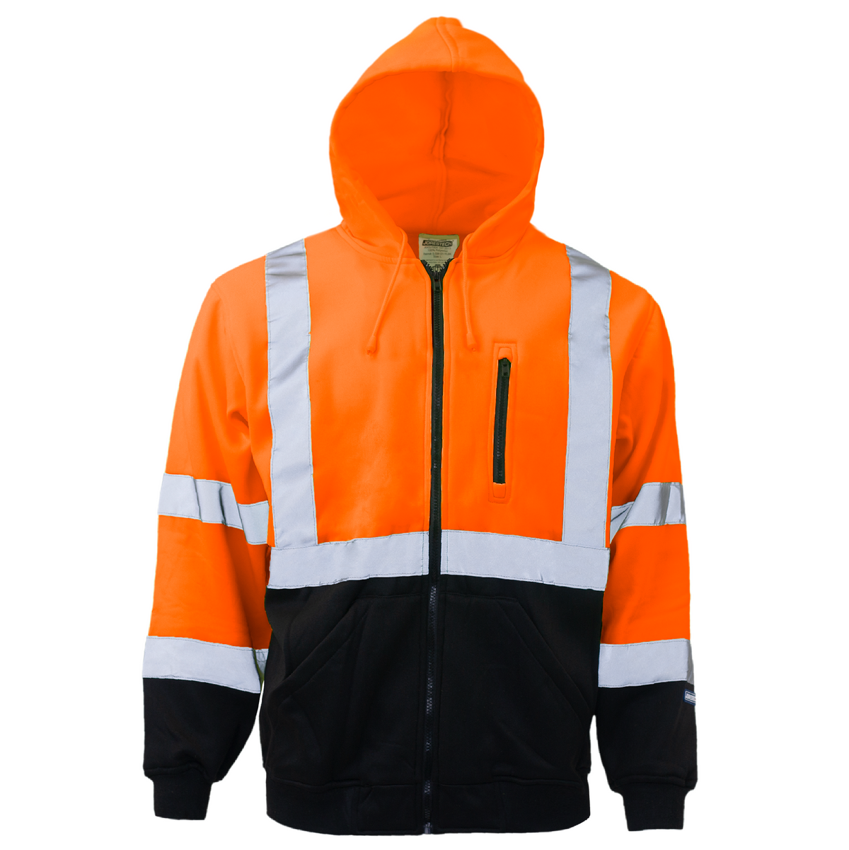 Hi-Vis Safety Hooded Sweatshirt with Reflective Stripes