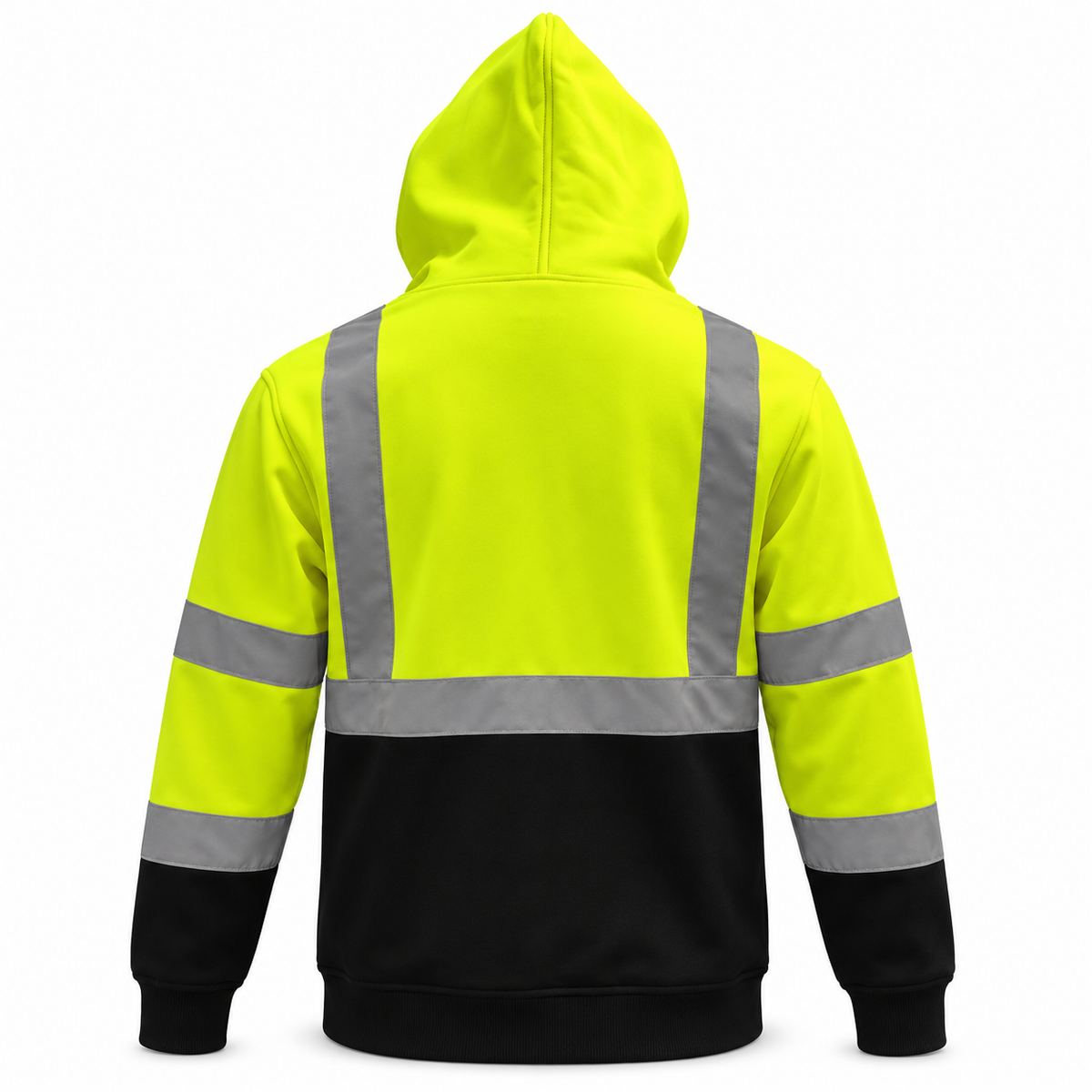 Hi-Vis Safety Hooded Sweatshirt with Reflective Stripes