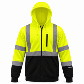 Hi-Vis Safety Hooded Sweatshirt with Reflective Stripes