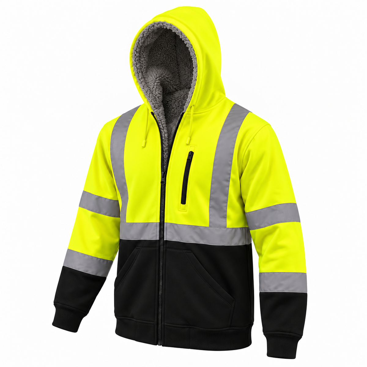 High Visibility Safety Hoodie with Sherpa Fleece Lining