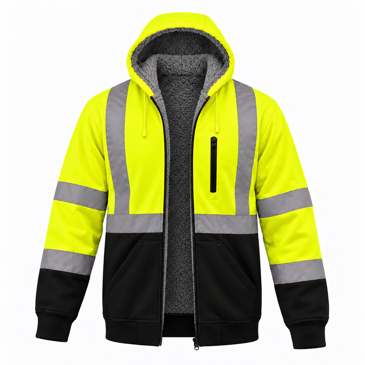 High Visibility Safety Hoodie with Sherpa Fleece Lining