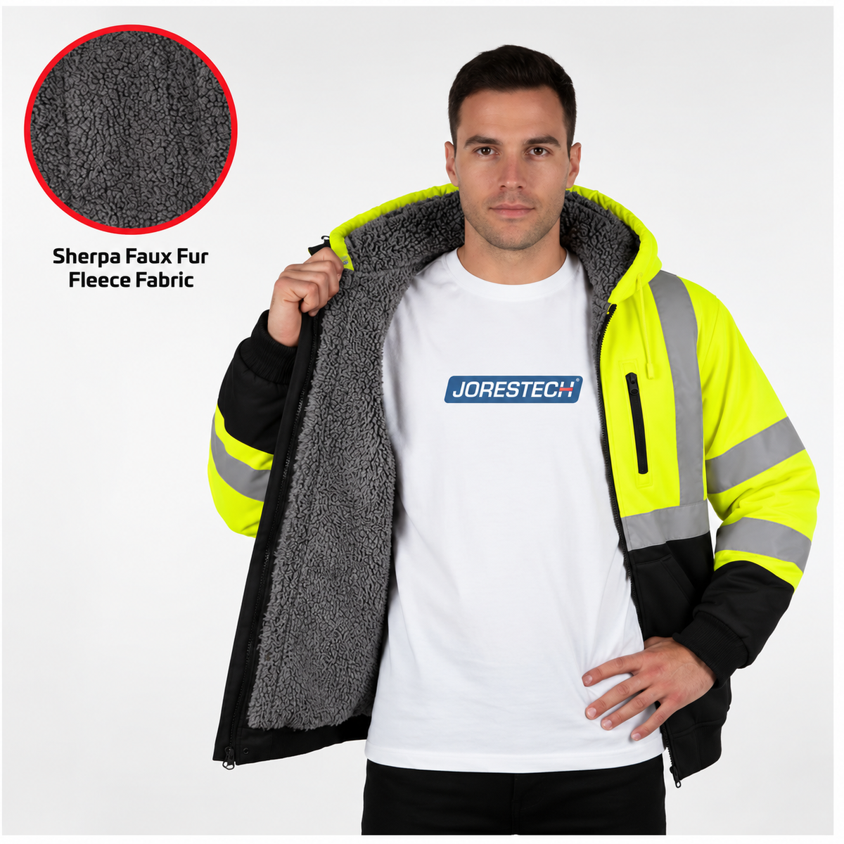 High Visibility Safety Hoodie with Sherpa Fleece Lining