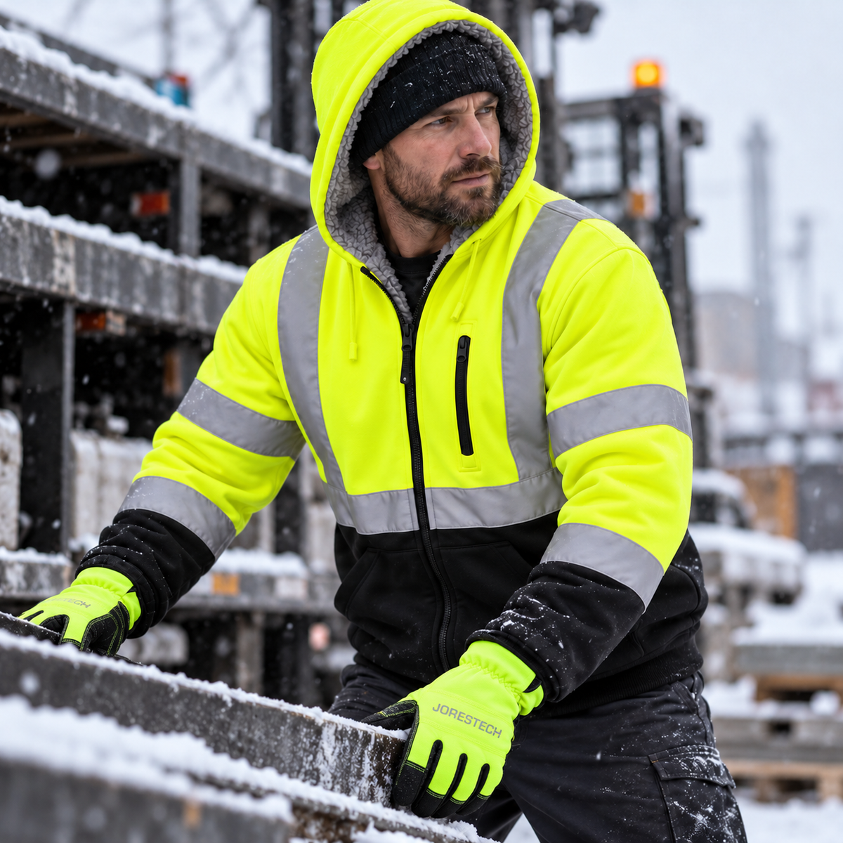 High Visibility Safety Hoodie with Sherpa Fleece Lining