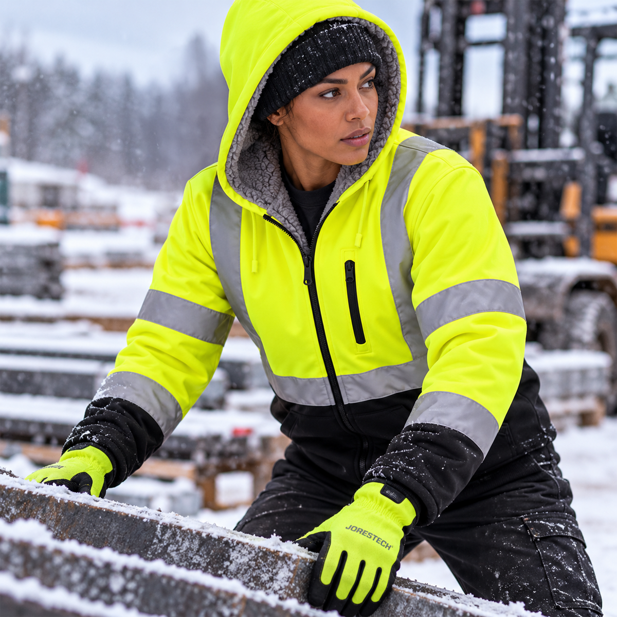 High Visibility Safety Hoodie with Sherpa Fleece Lining