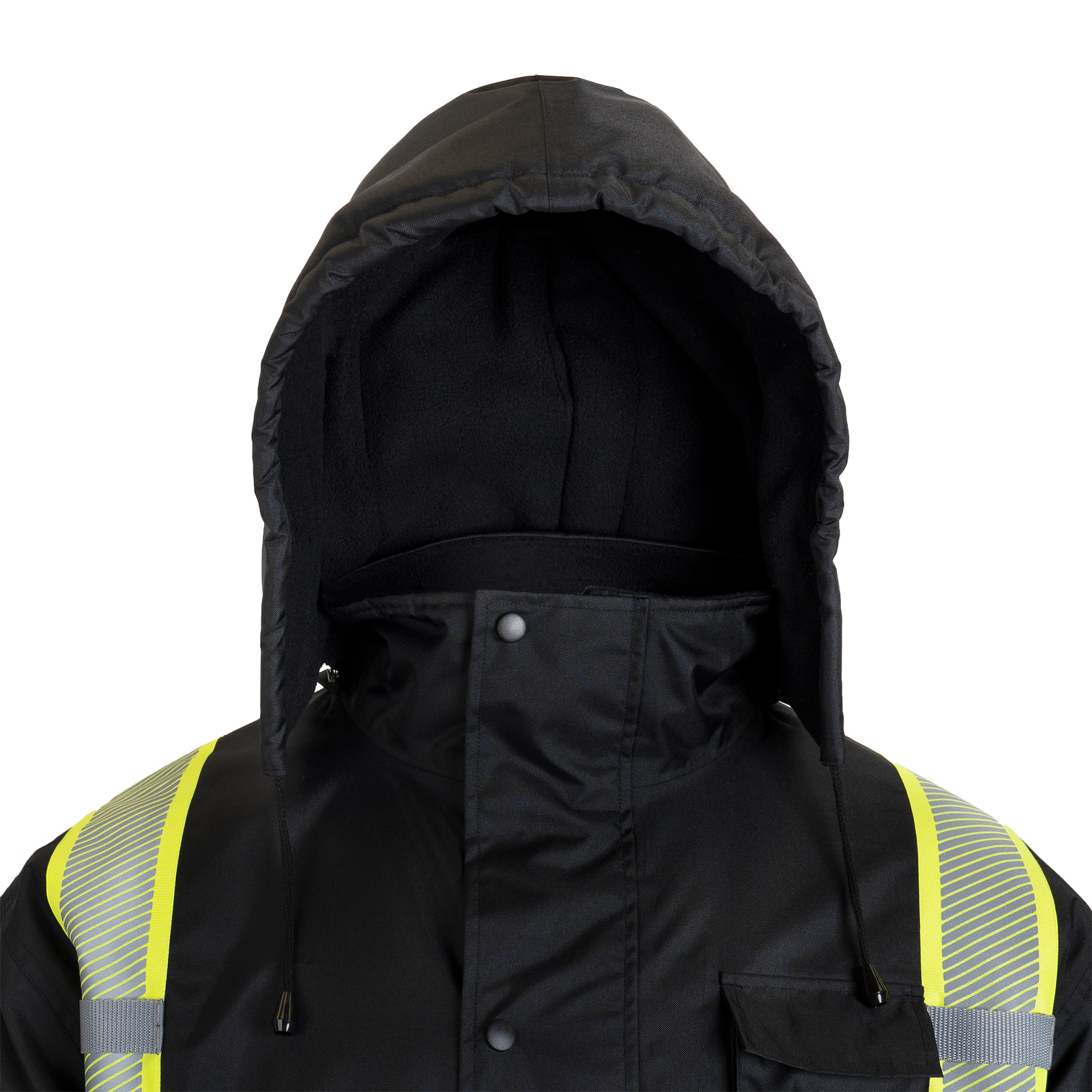 High Vis waterproof safety jacket with fleece and detachable hood