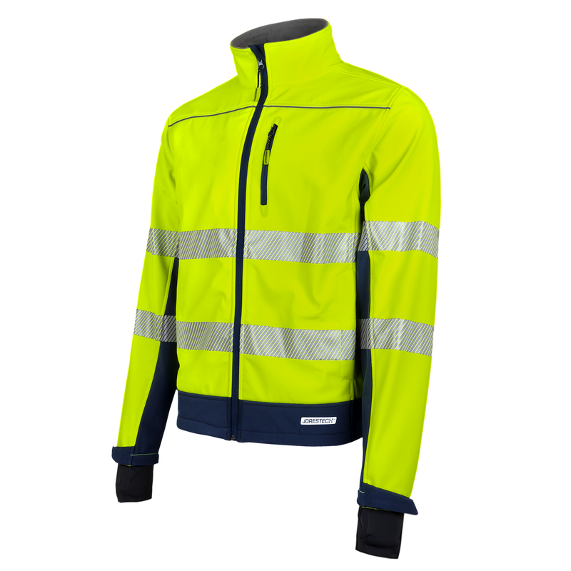 Hi-Vis Softshell Water Repellent Fleece Lined Safety Jacket with