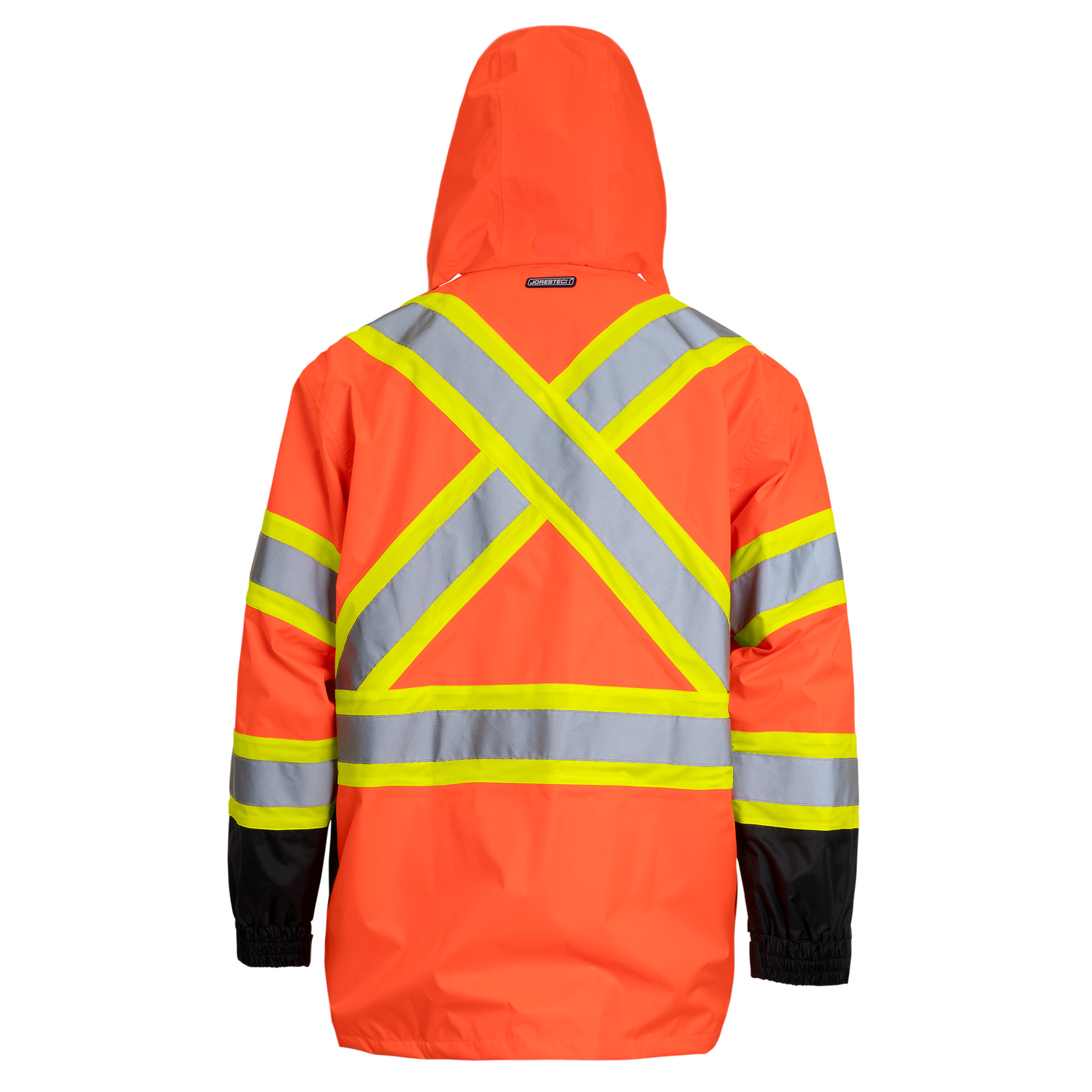 Hi Vis Two Tone Safety Rain Jacket With X Reflective Stripes