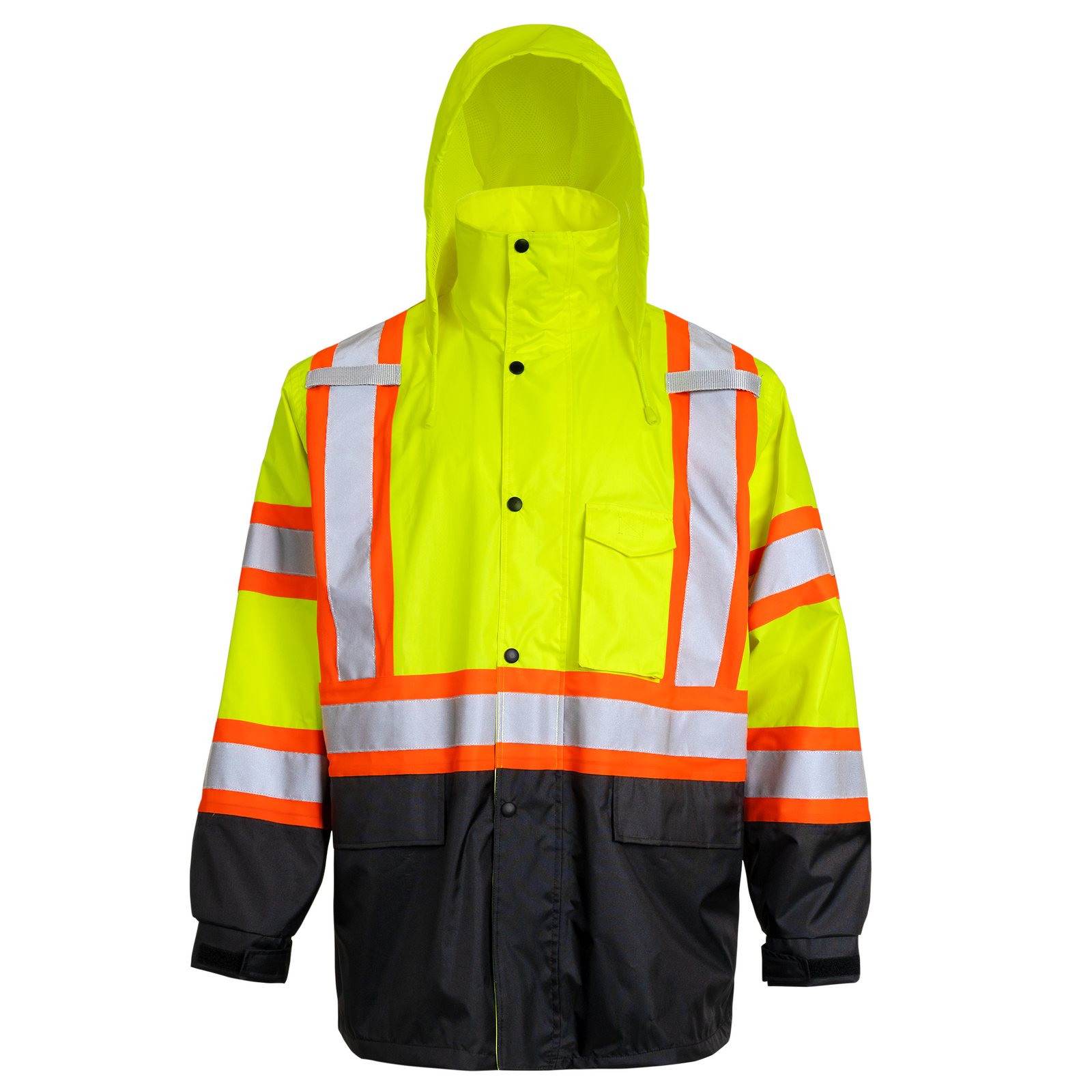 Yellow waterproof ANSI compliant safety jacket