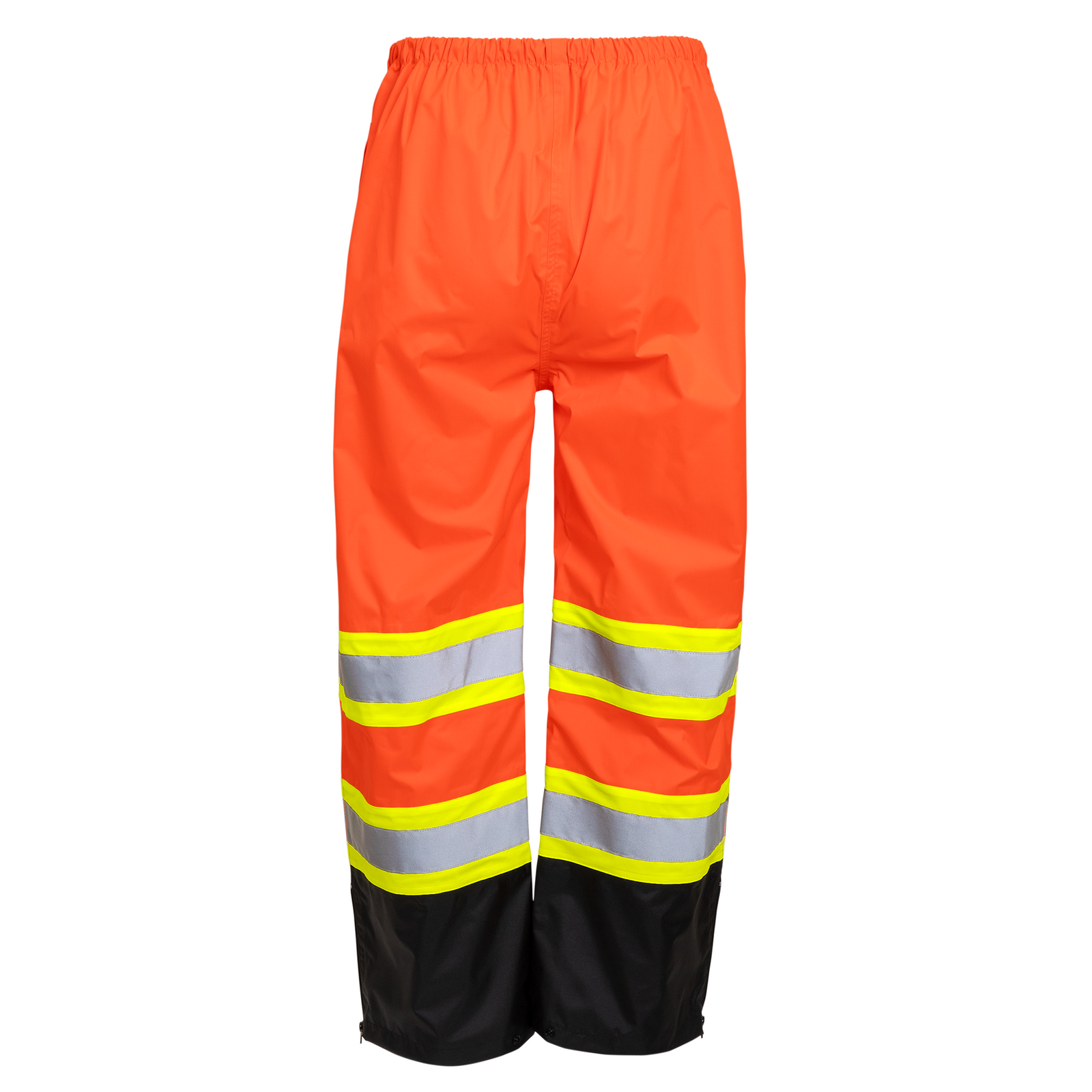 Orange safety rain pants with reflective stripes ANSI/ISEA Class E