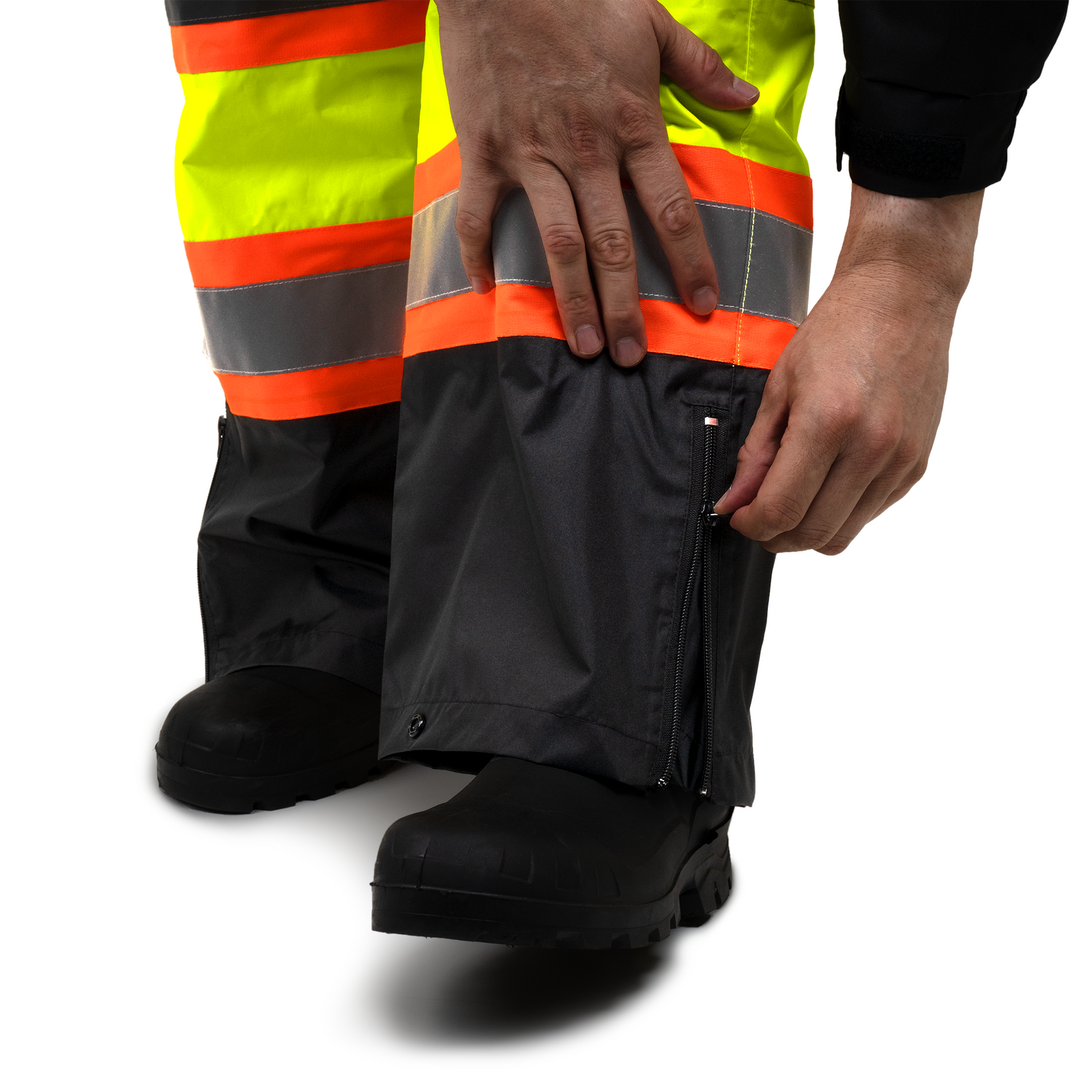 Two Tone High Vis Safety Rain Jacket And Pants Set With X On The Back