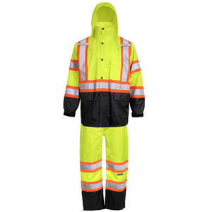 HI VIS TWO TONE SAFETY RAIN PANTS WITH X REFLECTIVE STRIPS ON THE BACK 