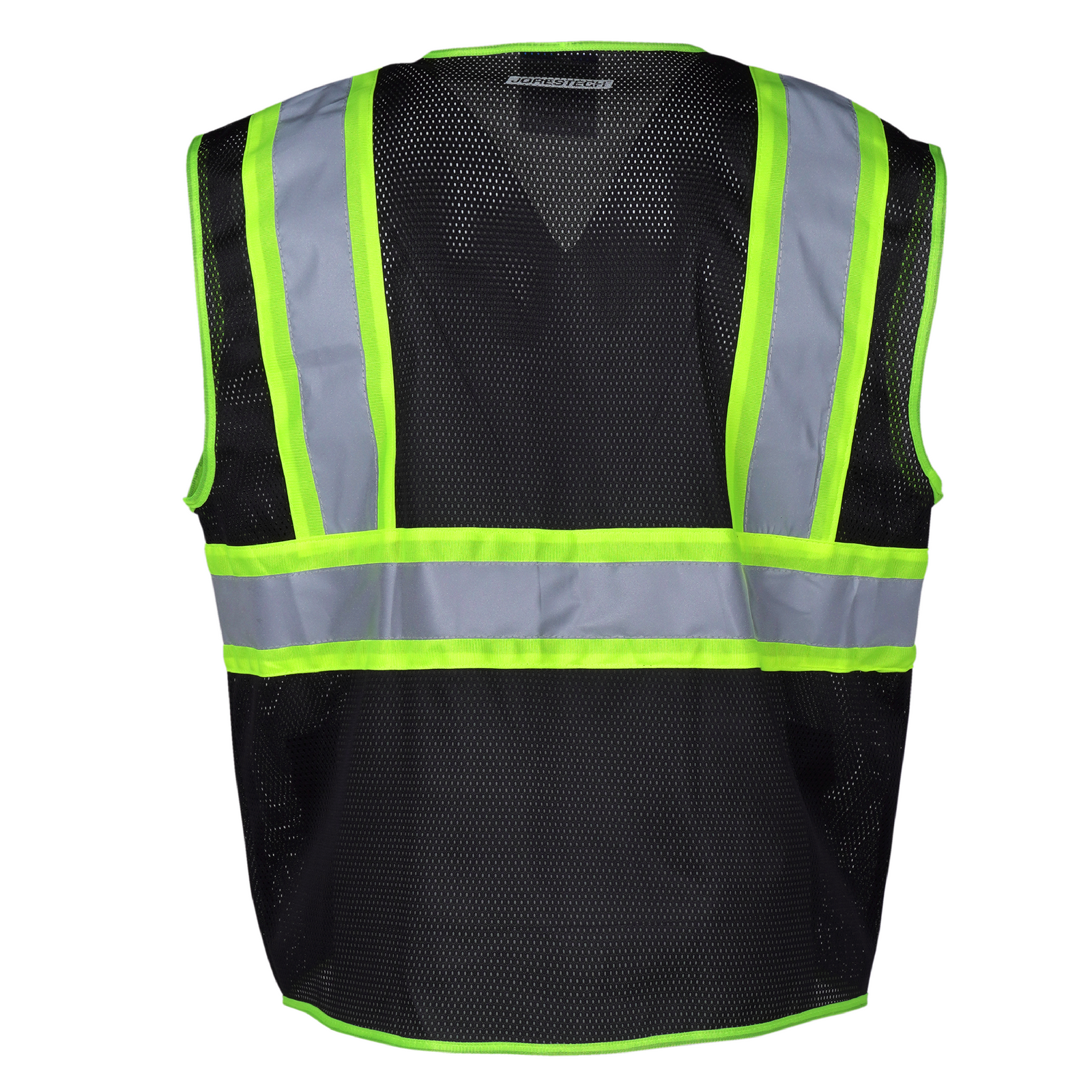 High vis two toned black mesh safety vest with 2 inches reflective strop and pockets