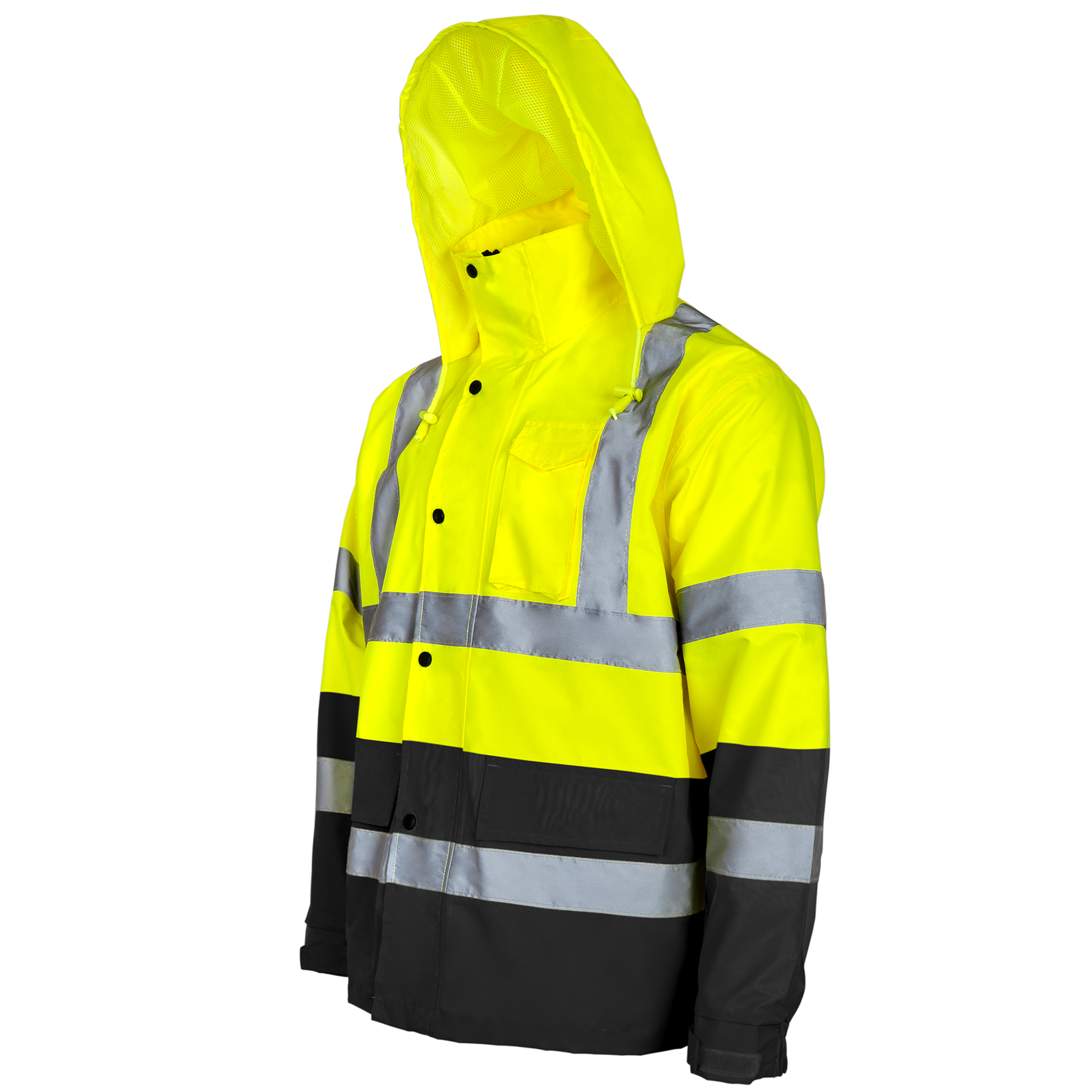 Hi-Vis Yellow/Black Rain Jacket with 2