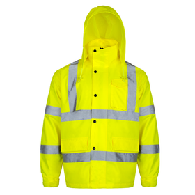 Hi-Vis Yellow Rain Jacket with 2