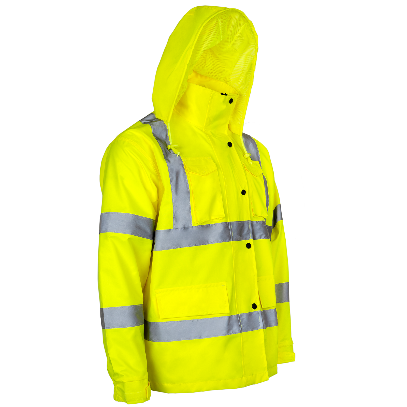Hi-Vis Yellow Rain Jacket with 2