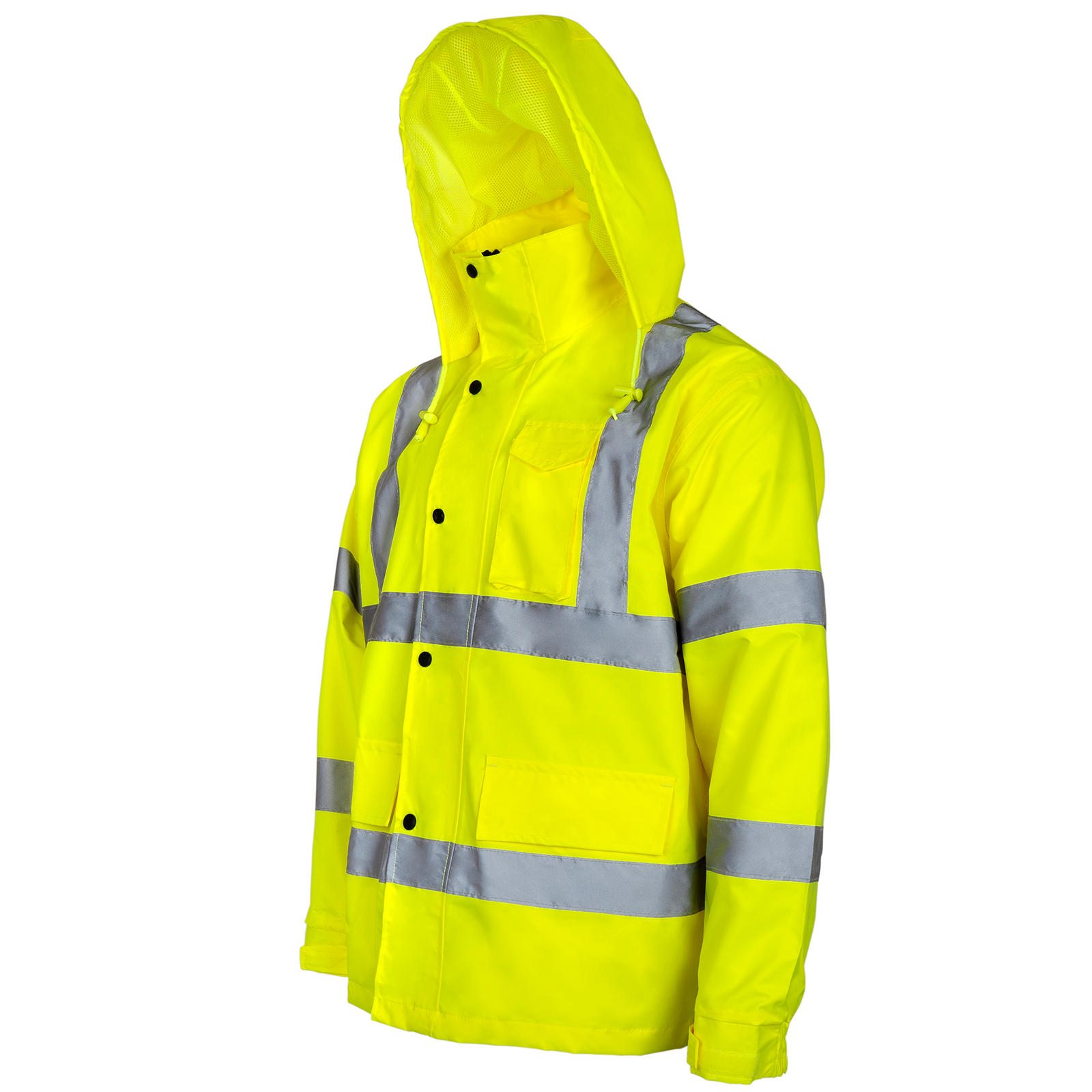 Hi-Vis Yellow Rain Jacket with 2