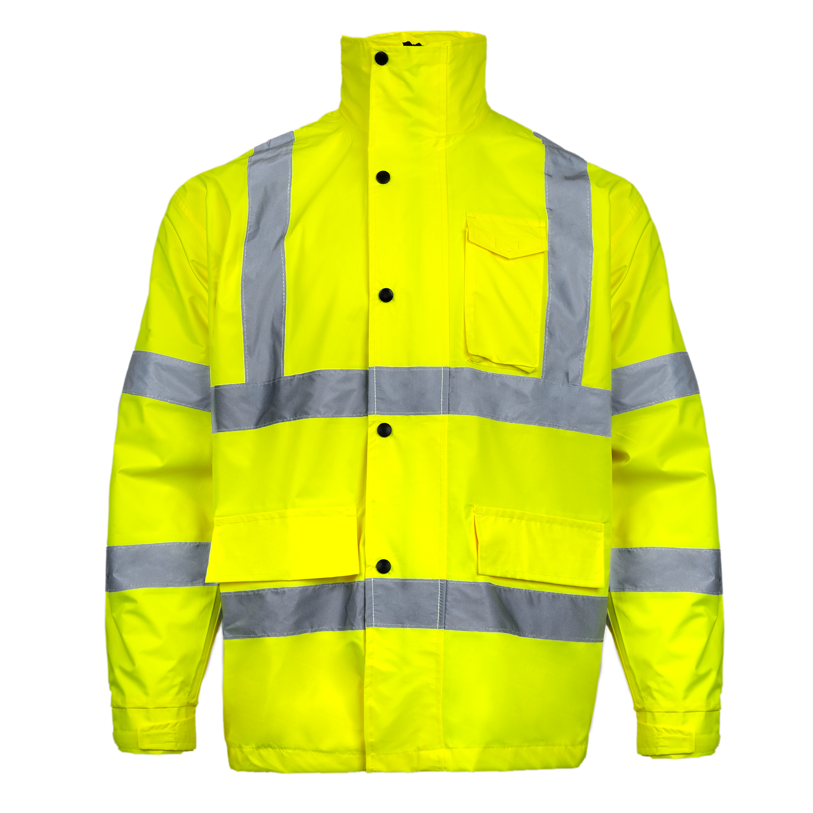 Hi-Vis Yellow Rain Jacket with 2