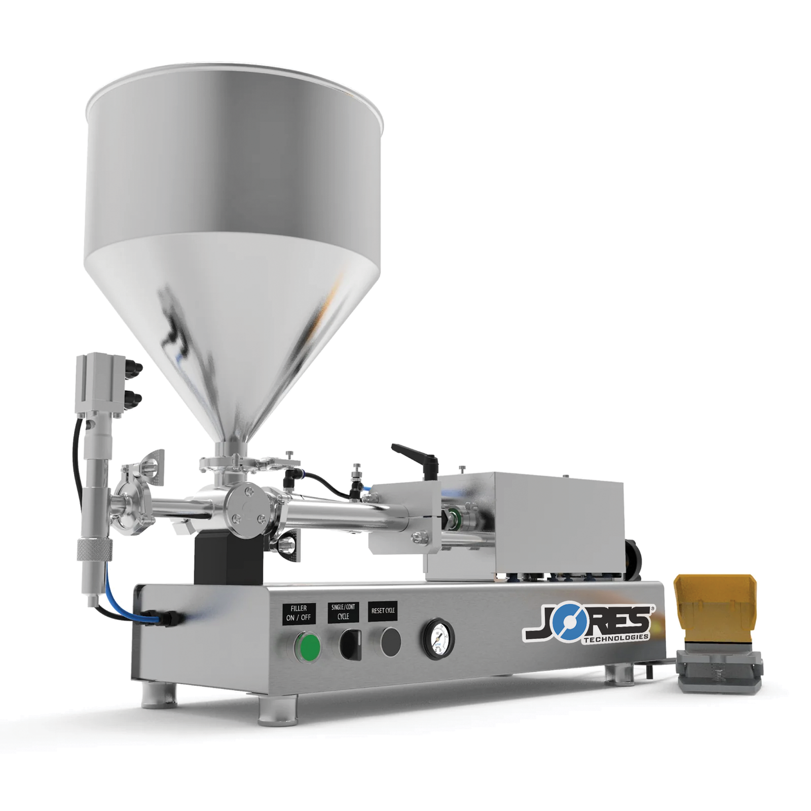 Tabletop Machine for Filling Thick Liquids and Pastes into Containers of Bottles - 316 SS - 100ml Technopack Corporation Tabletop Machine for Filling Thick Liquids and Pastes into Containers of Bottles - 316 SS - 100ml Technopack Corporation