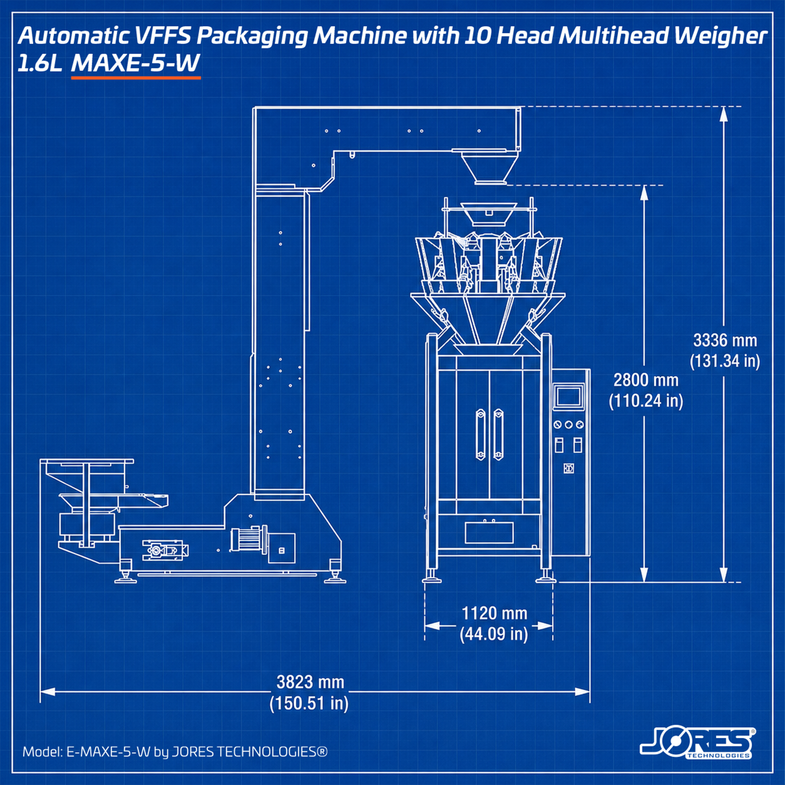 Automatic Vertical Packaging Machine with 10-Head 1.6L Multihead Weigher MAXE-5-W